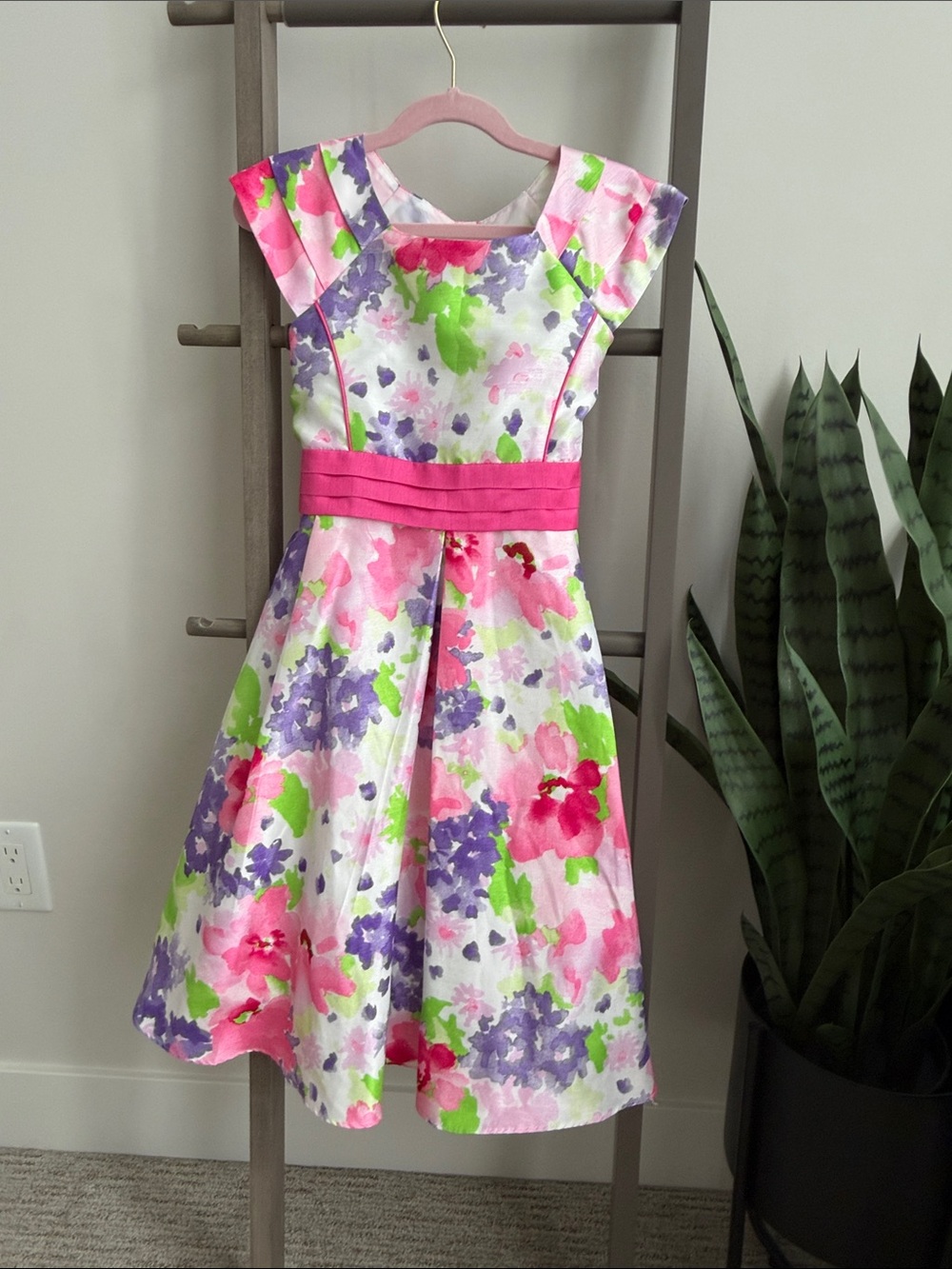 Jona Michelle Girls Floral Fit-and-Flare Dress